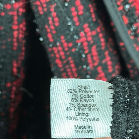 Lane Bryant Tweed Shimmer Blazer Plaid Jacket Boucle Red Size 26/28 - Picture 15 of 16